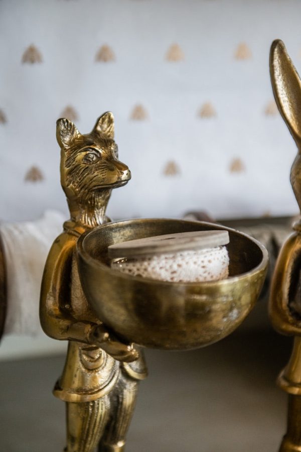 BRASS FOX DISH STAND Discount