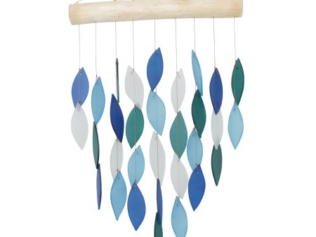 Small Cascade Tumbled Glass Wind Chime - Blue Variety Online now