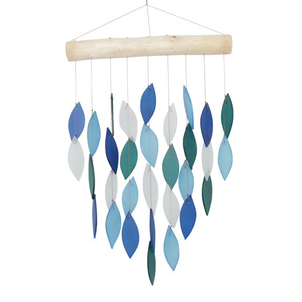 Small Cascade Tumbled Glass Wind Chime - Blue Variety Online now