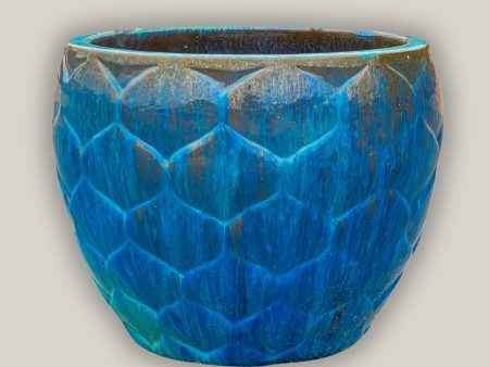 9989C3 - Aqua Artichoke Ceramic Planter For Sale