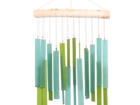 Skyline Rectangles Tumbled Glass Wind Chime - Teal & Green on Sale