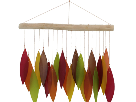 Tumbled Glass Wind Chime - Leaf Design Fashion