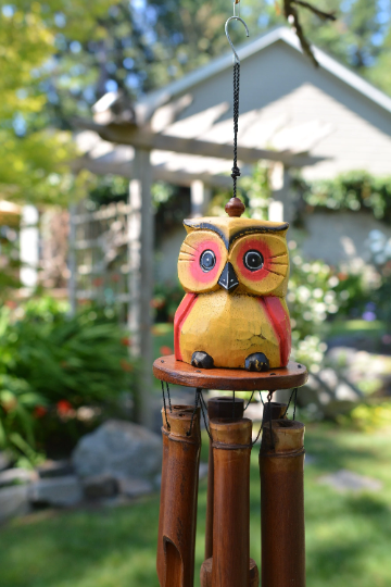 Assorted Color Oscar Owl Bamboo Wind Chimes Hot on Sale