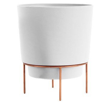 Bloem 10  Hopson Metal Stand Planter - Casper White Hot on Sale