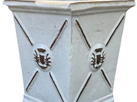 8652N43FS - Antique White Antibes Square Ceramic Pot - FREE SHIPPING Sale