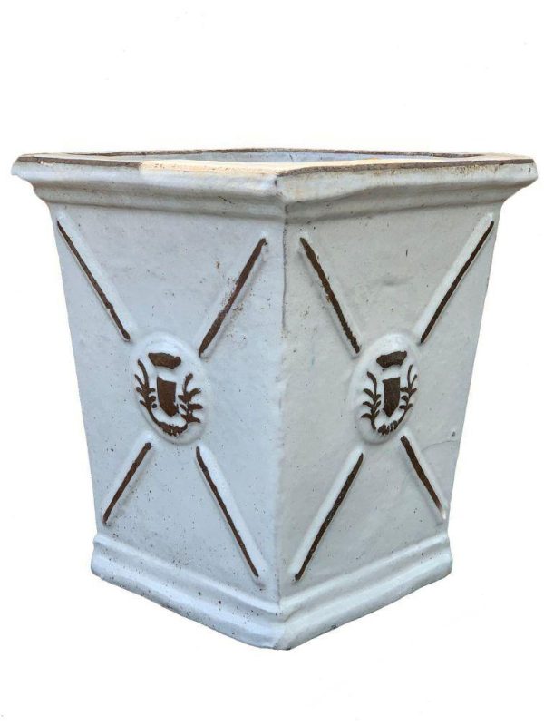 8652N43FS - Antique White Antibes Square Ceramic Pot - FREE SHIPPING Sale