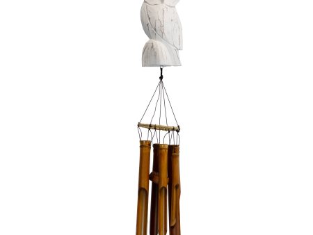 White Owl Bamboo Wind Chime Fashion