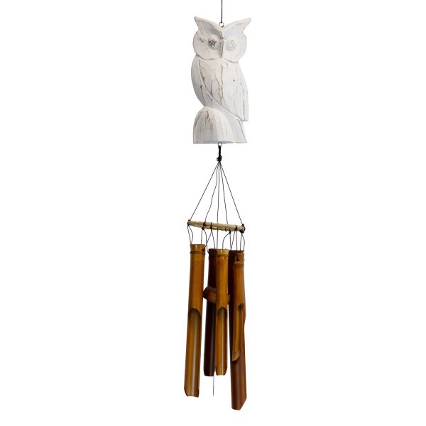 White Owl Bamboo Wind Chime Fashion