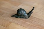 Bronze Snail Statuette - Tan and Dark Green For Discount