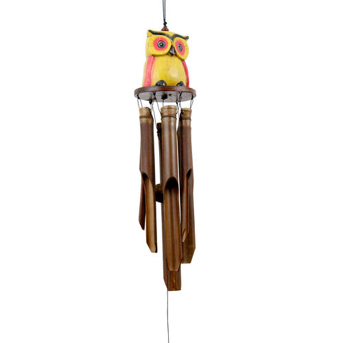 Assorted Color Oscar Owl Bamboo Wind Chimes Hot on Sale