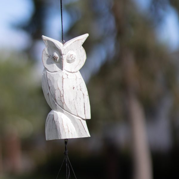 White Owl Bamboo Wind Chime Fashion