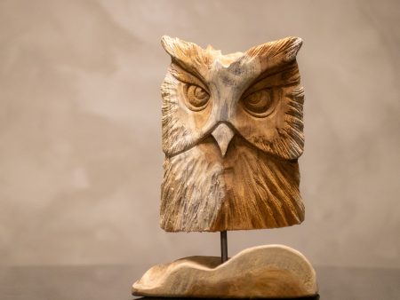 Hand Carved Teak Owl Head Stand Sale