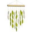 Small Cascade Tumbled Glass Wind Chime - White & Olive Discount