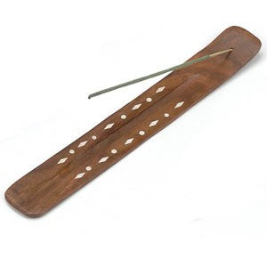 Incense Burner Brown Sheesham Wood With Inlay Design Discount