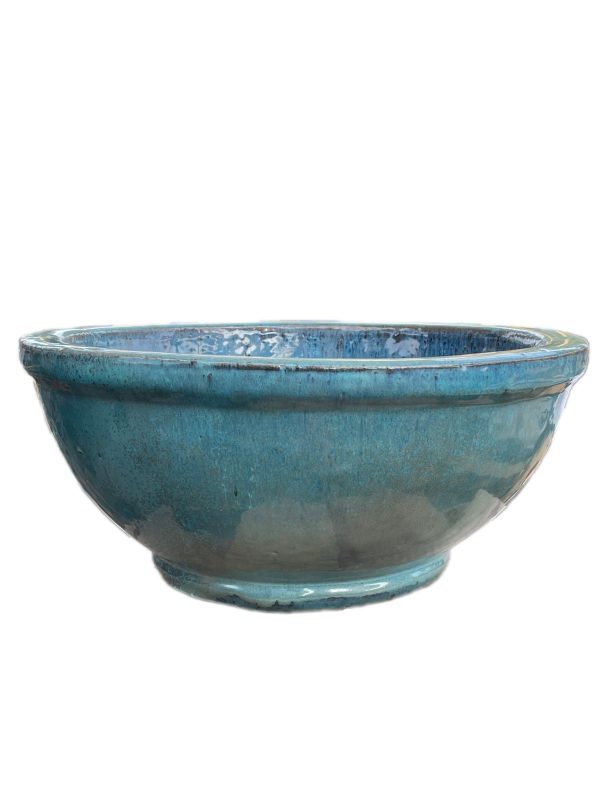 8841N19FS - Marble Green Large Ceramic Wide Bowl - FREE SHIPPING Online