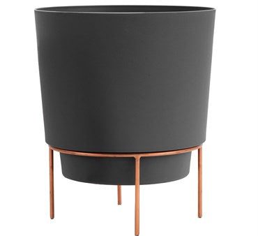 Bloem 10  Hopson Metal Stand Planter - Charcoal For Sale