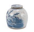 VINTAGE BLUE AND WHITE MING JAR WITH PINE MOTIF Online