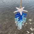 Starfish with Upcycled Glass Chimes - Aqua, Blue, Turquoise For Sale