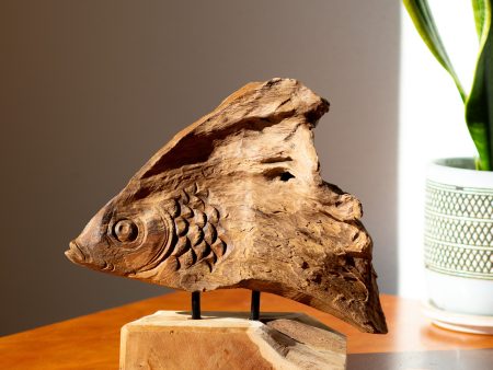 Hand Carved Teak Fish Stand Hot on Sale