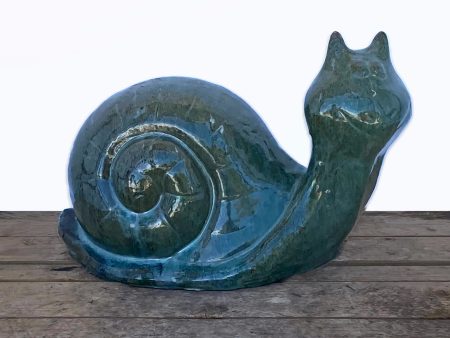 5160N20 - Moss Green Ceramic Snail Accent on Sale