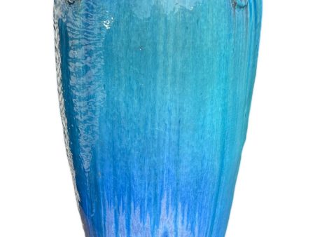 9840P37 - Aqua Blue Ceramic Temple Jar With Handles Discount