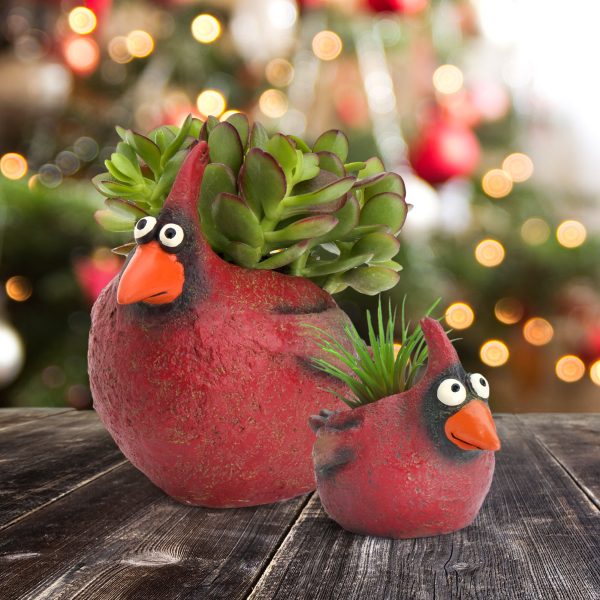 Mom & Baby Cardinal Bird Planters, Set of 2 For Cheap