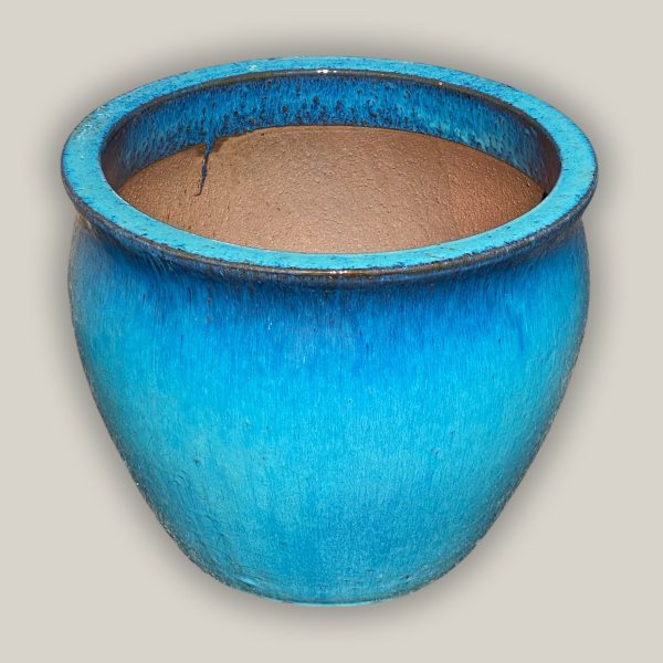 6108H1 - Turquoise Slanted Rim Modern Round Pot For Sale