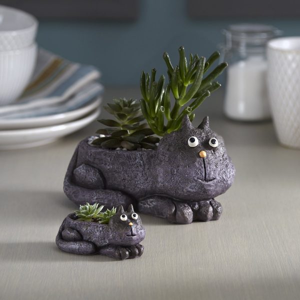 Violet Cat Mom & Baby Planters, Set of 2 Discount