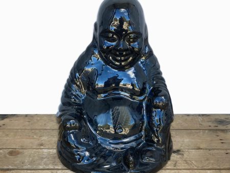 5051N15 - Shiny Black Ceramic Happy Buddha Statue Online now