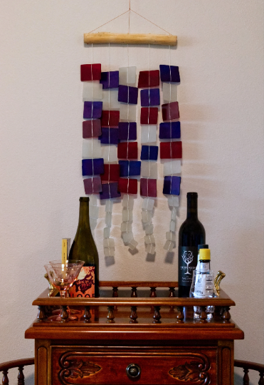 Tumbled Glass Wind Chime - Squares Pattern Cheap