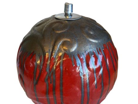 5123S3 - Ceramic Garden Ball and Oil Lamp Metal Red Sale