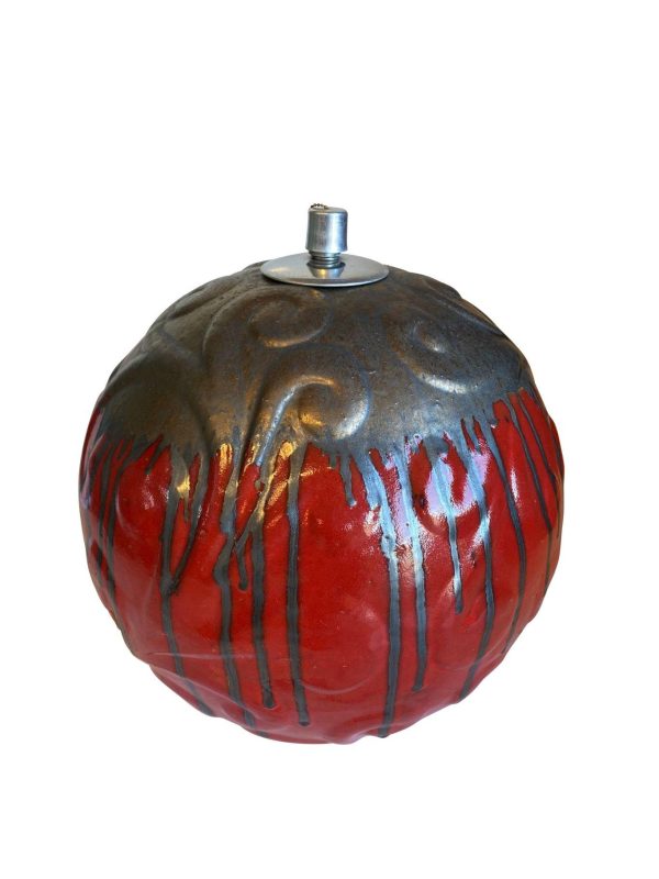 5123S3 - Ceramic Garden Ball and Oil Lamp Metal Red Sale