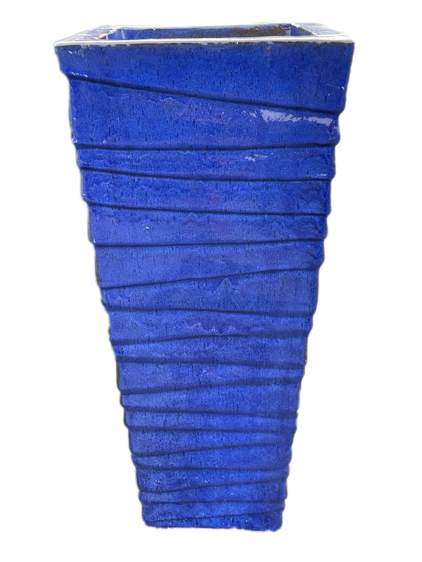 8625N8FS - Blue Jagged Line Ceramic Square Planter - FREE SHIPPING Sale