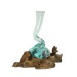 Twisty Molten Glass Skinny Vase on Gamal Root Base For Sale