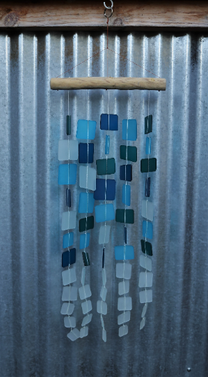 Tumbled Glass Wind Chime - Squares Pattern Cheap