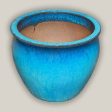 6108H1FS - Turquoise Slanted Rim Modern Round Pot - FREE SHIPPING Online