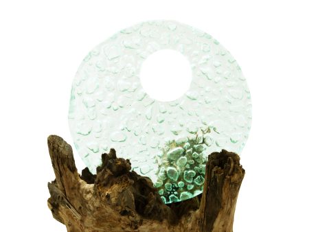 Decorative Glass Disk on Gamal Wood Base Fashion