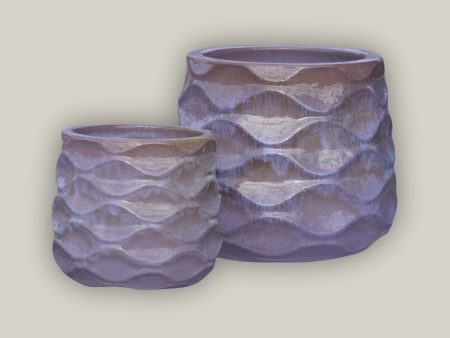 6101H80 - Lavender Modern Wave Round Ceramic Planters Sale