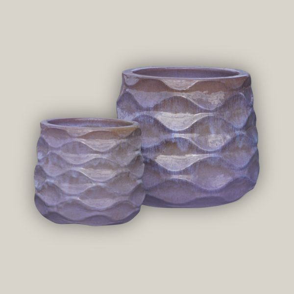 6101H80 - Lavender Modern Wave Round Ceramic Planters Sale