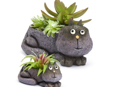 Violet Cat Mom & Baby Planters, Set of 2 Discount