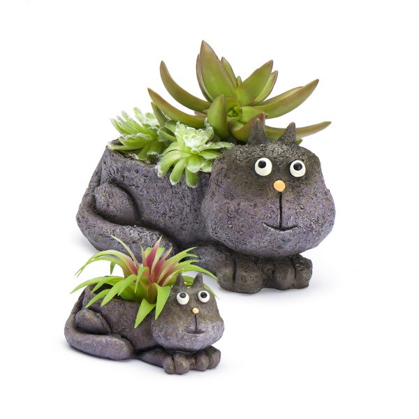 Violet Cat Mom & Baby Planters, Set of 2 Discount