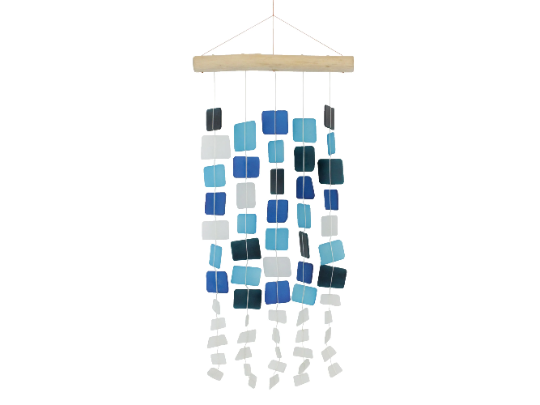 Tumbled Glass Wind Chime - Squares Pattern Cheap