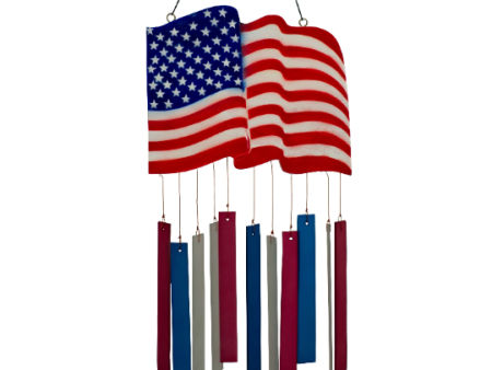 Wooden Waving Flag with Tumbled Glass Wind Chime For Cheap