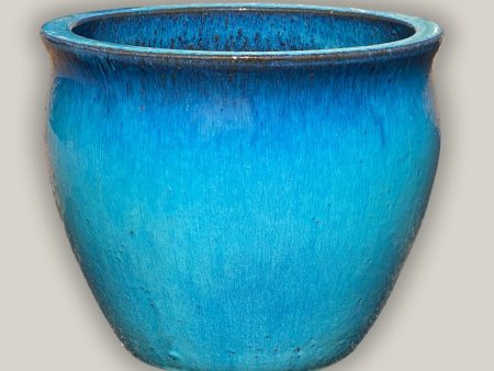 6108H1 - Turquoise Slanted Rim Modern Round Pot For Sale