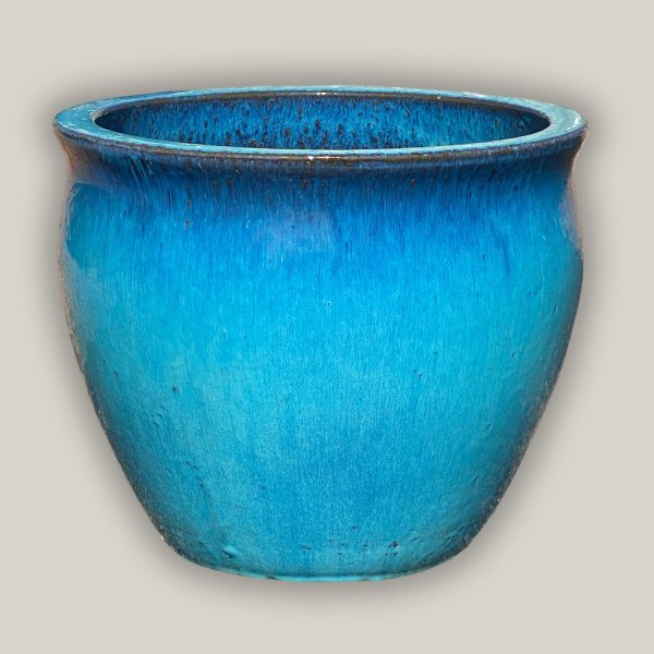 6108H1 - Turquoise Slanted Rim Modern Round Pot For Sale