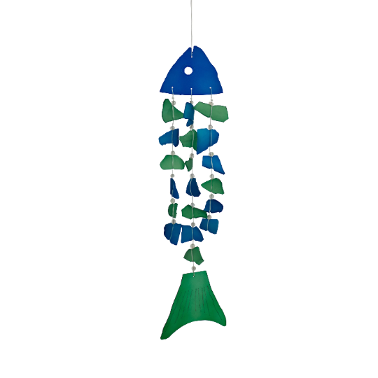 Tumbled Glass Bone Fish Wind Chime Fashion