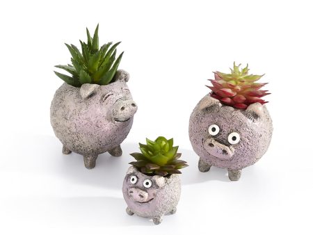 The Porcini Pig Family Blobhouse Planters, Set of 3 For Discount