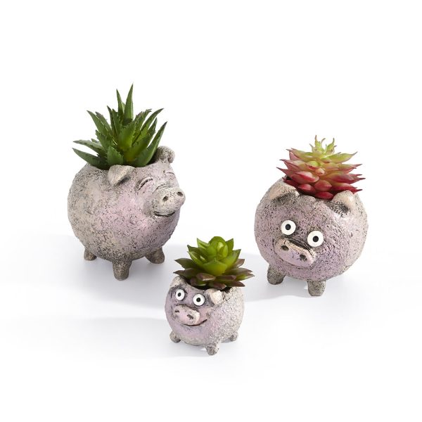 The Porcini Pig Family Blobhouse Planters, Set of 3 For Discount