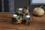 Triple Molten Glass Candle Holder on Gamal Root Base Hot on Sale