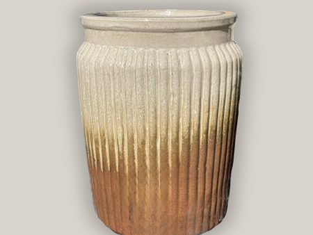 282M60 - Round Rim Striped Ceramic Cylinder Planter Sale